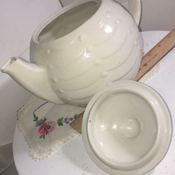 Vintage aqua detailing white Art Deco tea pot - Picture 8 of 9